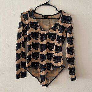 Nooworks Black Panther V-Neck Long Sleeve Bodysuit, Size XL